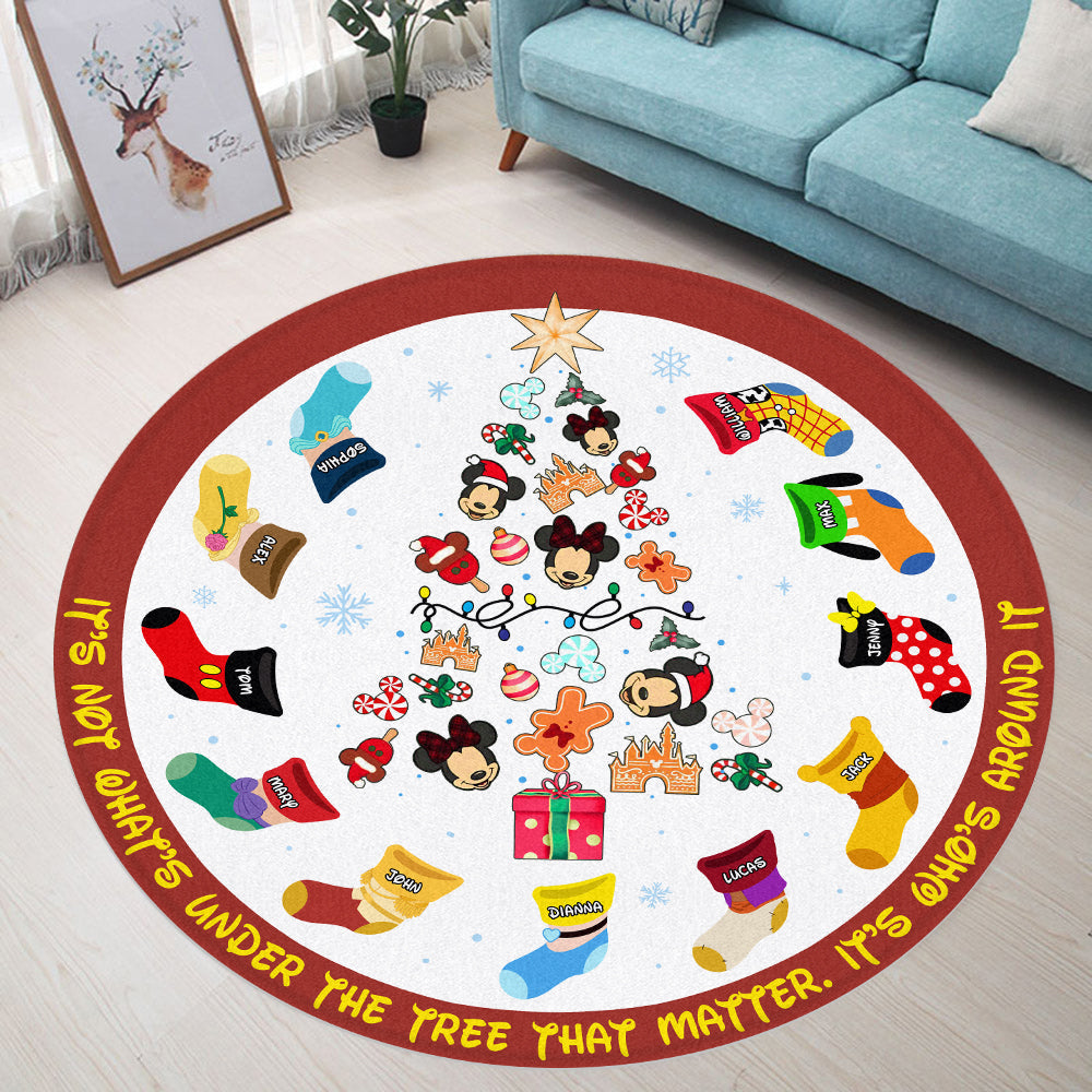 Personalized Family Christmas Socks Round Rug Doormat PopCulturePrints