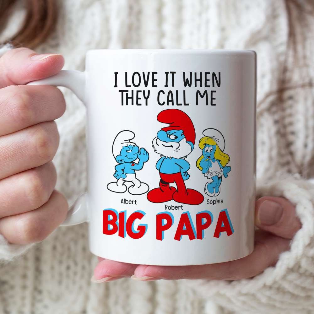 Personalized 'Big Papa' Smurfs Coffee Mug Coffee Mug PopCulturePrints