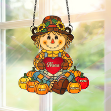 Load image into Gallery viewer, “A Grandma&#39;s Love Shines Bright” - Autumn Scarecrow Suncatcher - Personalized Gift for Grandma, Nana, Mom and Special Loved Ones Ornament PopCulturePrints
