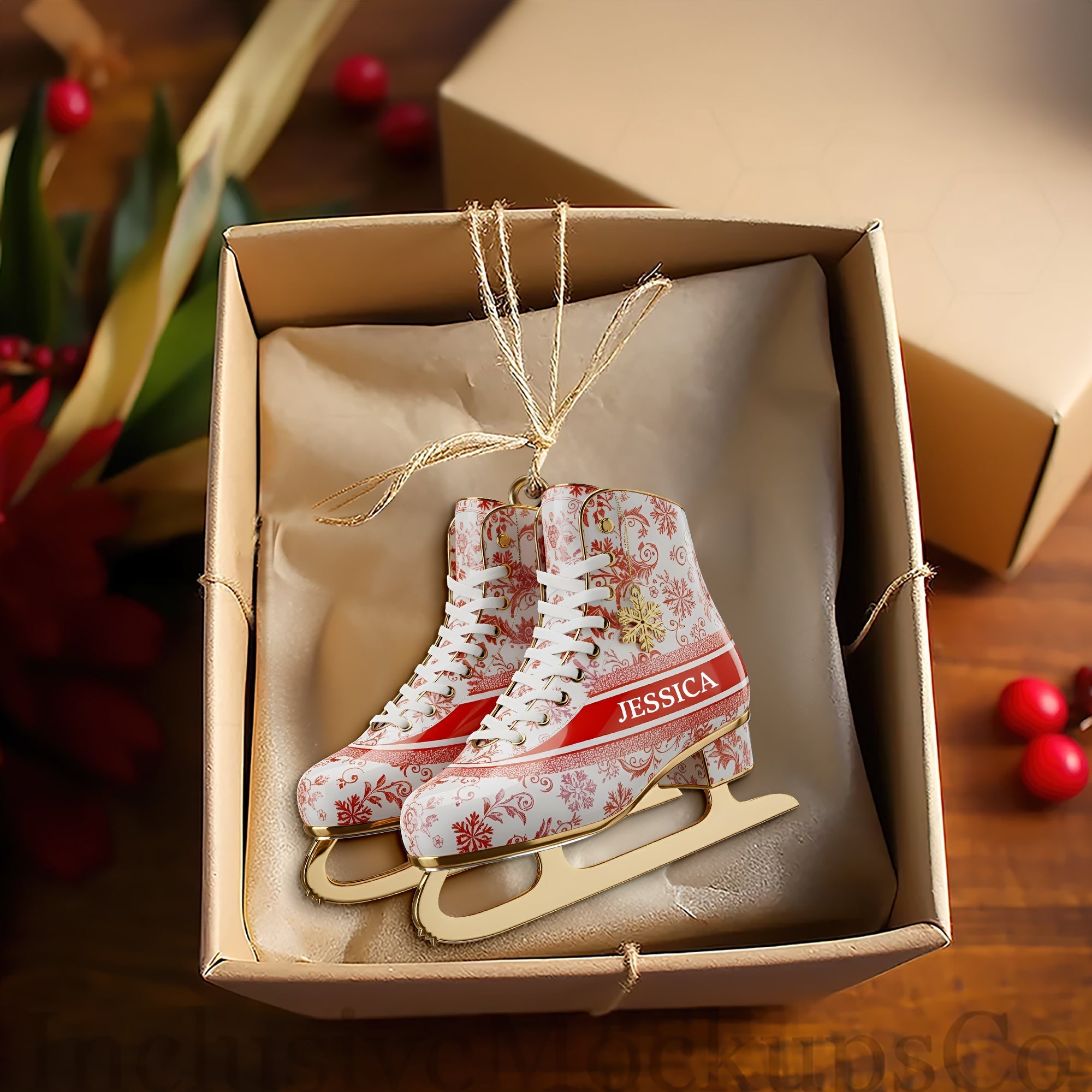 “Skate Into the Holidays” - Winter Skating Ornament - Personalized Gift for Ice Skating Lovers Ornament PopCulturePrints