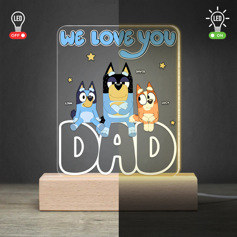 Personalized Bluey LED Lamp - We Love You Dad