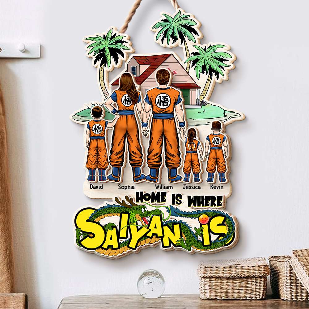 Custom Anime Family Wood Sign - Personalized Gift for Dad Wood Sign PopCulturePrints