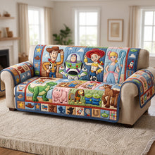 Load image into Gallery viewer, "Create Your Own Adventure with Fun Friends!" - Quilted Sofa Cover, Personalized Gift for Friends and Family Sofa Cover PopCulturePrints
