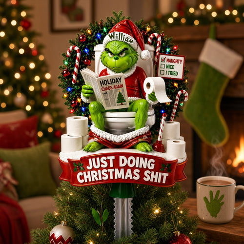 “Just Doing Christmas Shit” - Personalized Christmas Monster Tree Topper Ornament PopCulturePrints