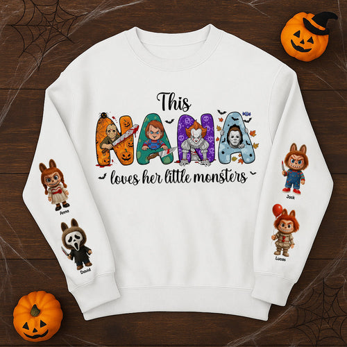 This Nana Loves Her Little Monsters - Personalized Horror Shirt for Grandma AOP Products PopCulturePrints