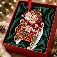 Load image into Gallery viewer, "Together is Our Favorite Place to Be" - Personalized Xmas Santa Couple Riding in A Sleigh Ornament - Perfect Gift for Couples Ornament PopCulturePrints
