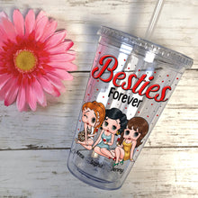 Load image into Gallery viewer, Personalized Besties Forever Acrylic Tumbler - Drunk Friends Gift Tumbler Cup PopCulturePrints

