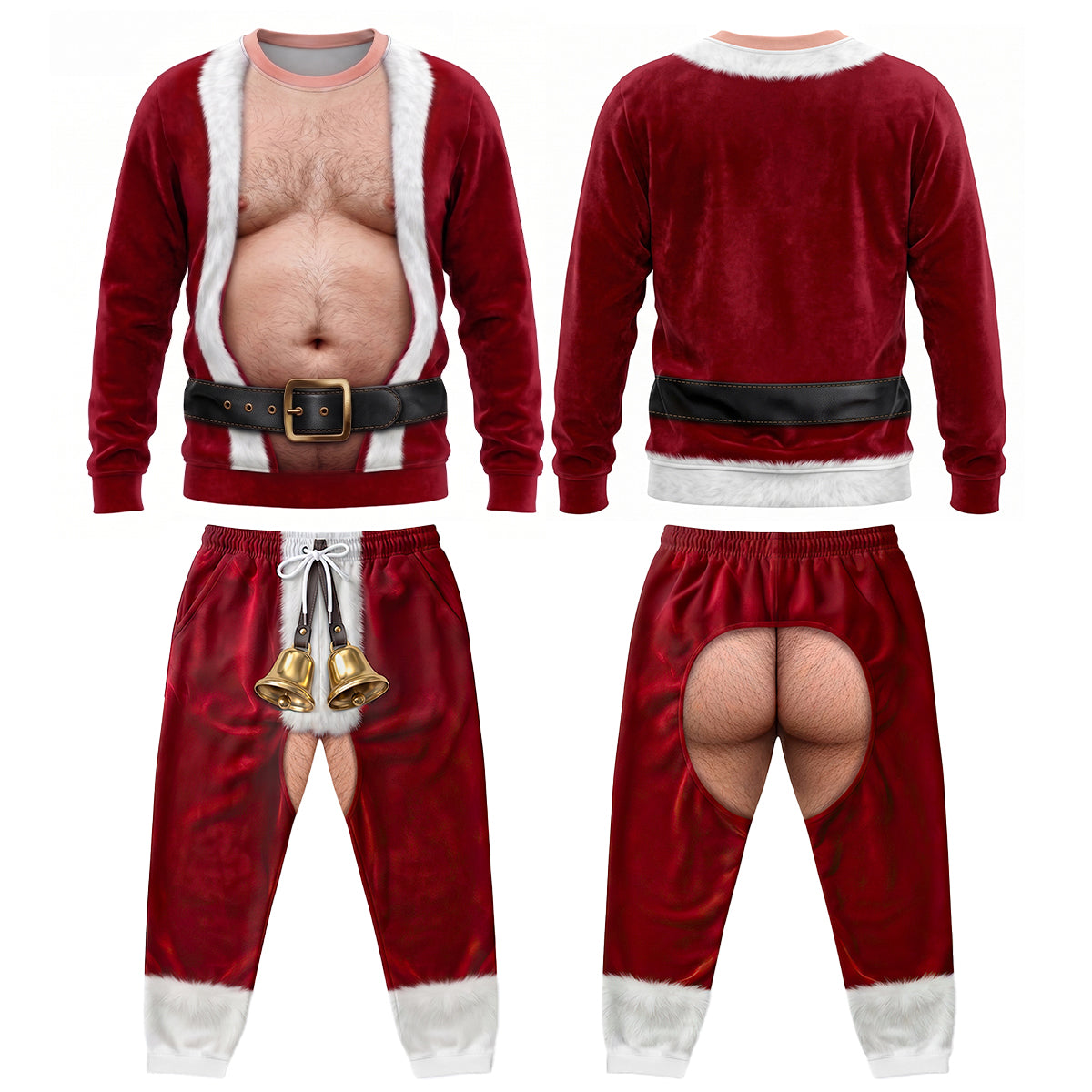 “Be the Life of the Party” - Funny Santa Set Sweatshirt & Sweatpants - Personalized Gifts for Christmas AOP Products PopCulturePrints