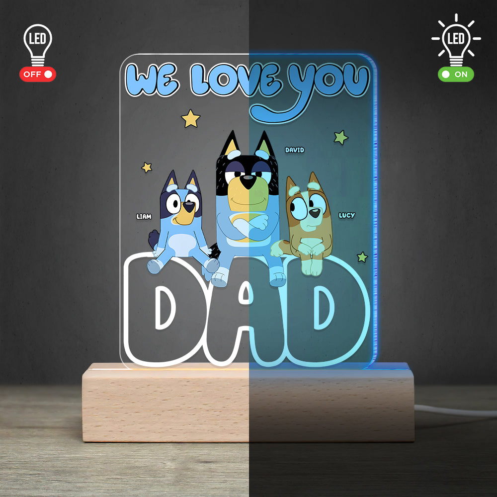 Personalized Bluey LED Lamp - We Love You Dad