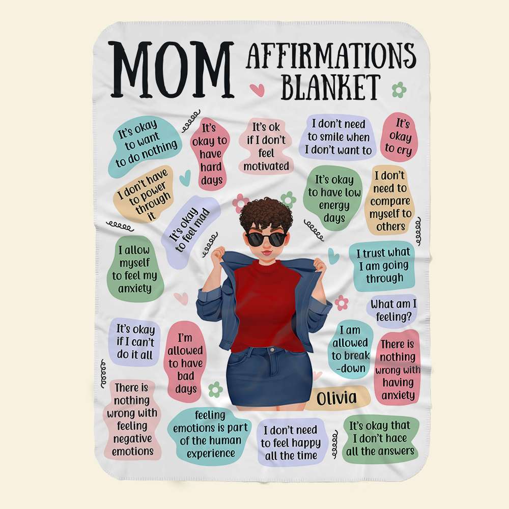 Personalized Cool Mom Affirmations Blanket Blanket PopCulturePrints