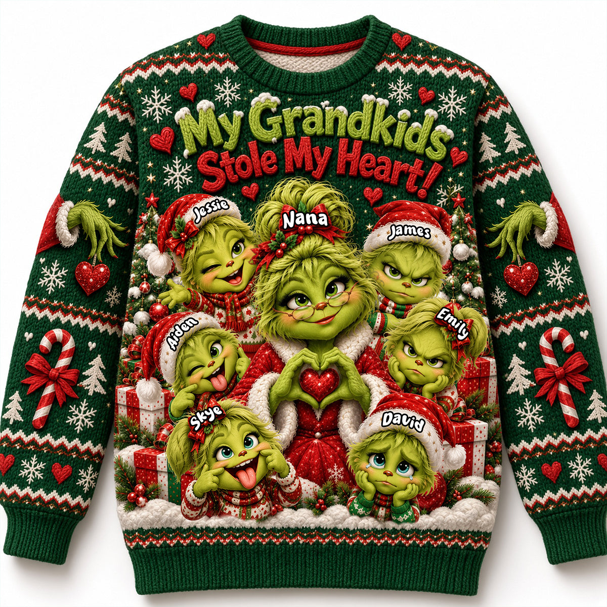 My Grandkids Stole My Heart - Personalized Knitted Ugly Sweater for Grandparents
