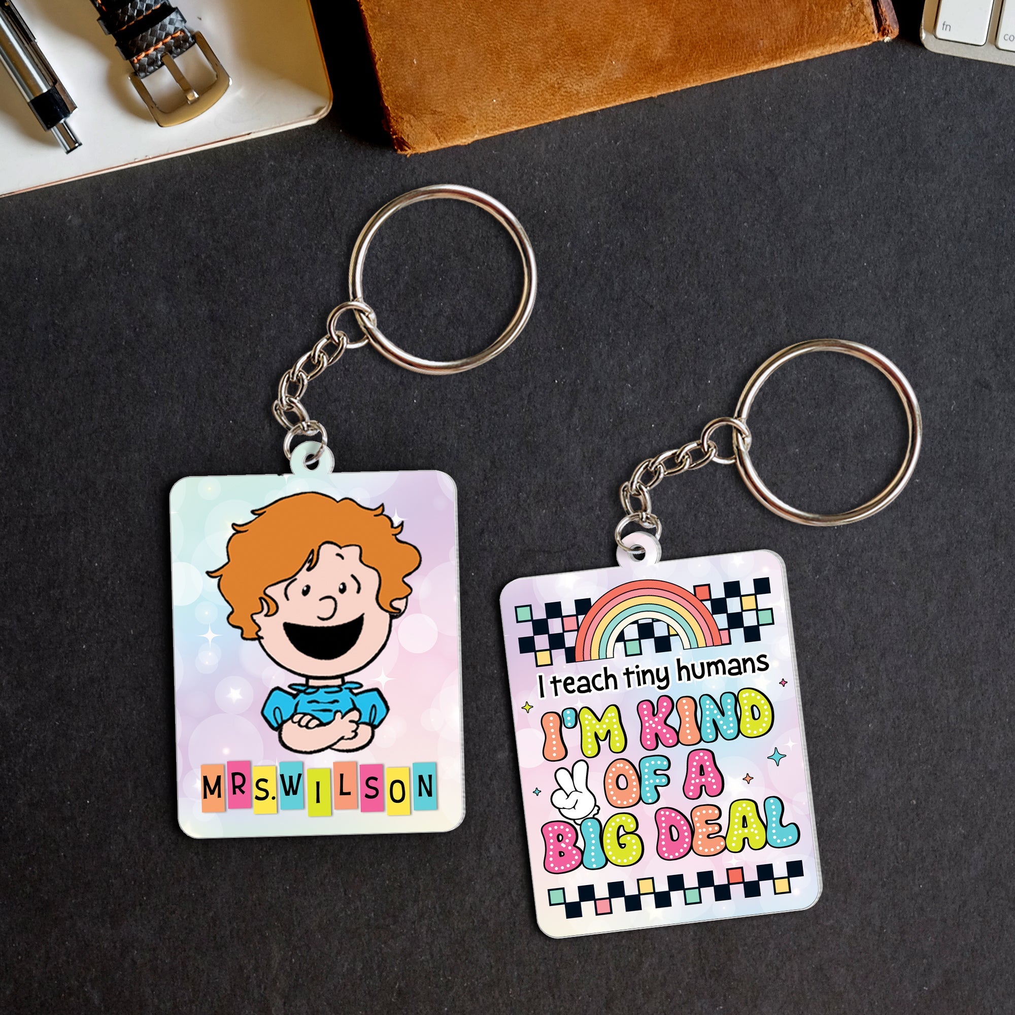 Personalized Teacher Keychain - Custom Name & Fun Quote