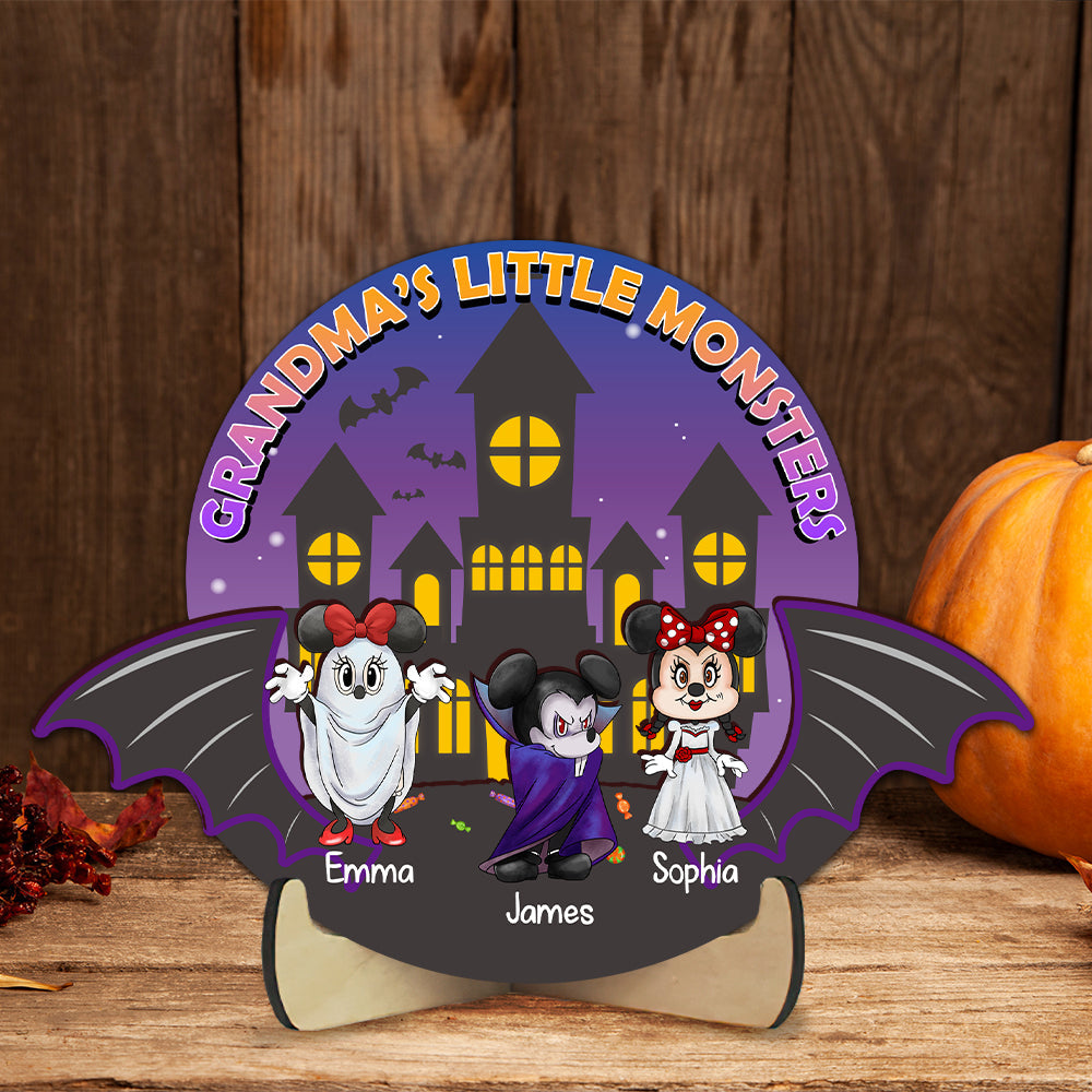 Personalized Grandma's Little Monsters Halloween Wood Sign Wood Sign PopCulturePrints