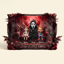 Load image into Gallery viewer, "For the Dad Who Loves a Touch of Spookiness" - Father Of Little Horrors Acrylic Plaque - Personalized Gift for Dads, Grandpas, and Horror Fans Shaped Plaques PopCulturePrints
