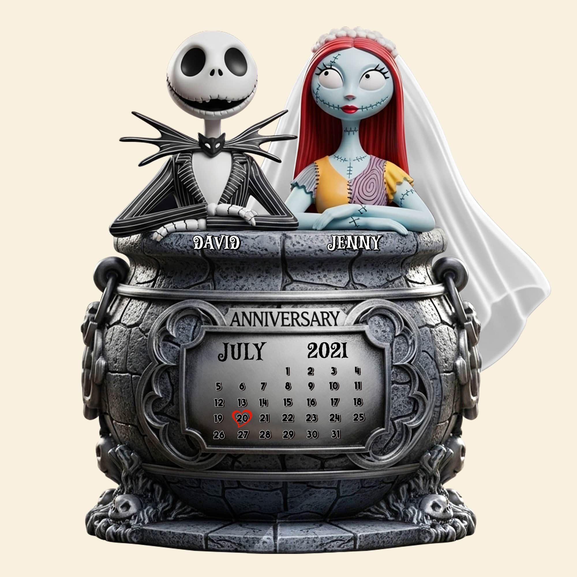 “Celebrate Your Unique Love” - Skull Couple Personalized Anniversary Plaque - Custom Gift for Couples, Friends, and Loved Ones Shaped Plaques PopCulturePrints
