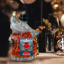 Load image into Gallery viewer, “Make a Splash with Every Sip!” – Ocean Thriller Glass Bottle, Personalized Gift for Movie Lovers Whiskey Bottle PopCulturePrints
