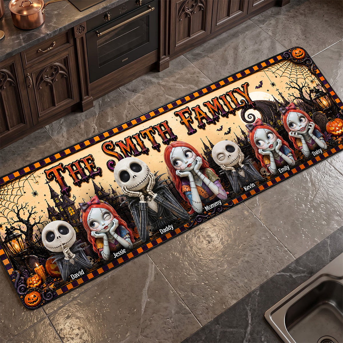 Spooky Halloween Family Runner Rug - Personalized Gifts for Every Family Member Doormat PopCulturePrints