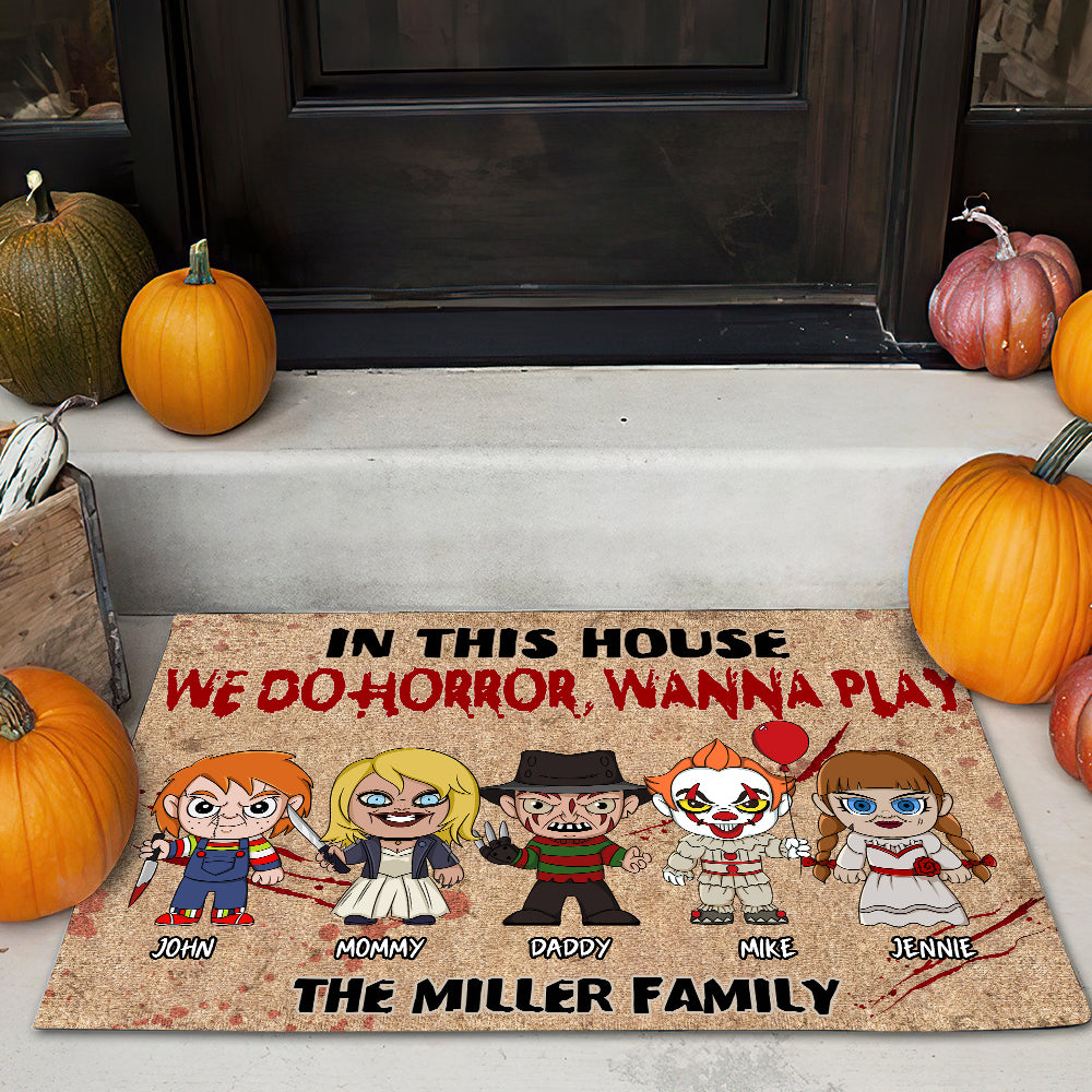 Personalized Horror Movie Family Doormat - Halloween Gift Doormat PopCulturePrints