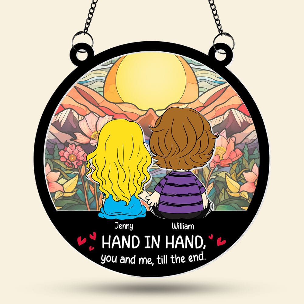 Personalized Couple Suncatcher Ornament - Hand in Hand Suncatcher PopCulturePrints