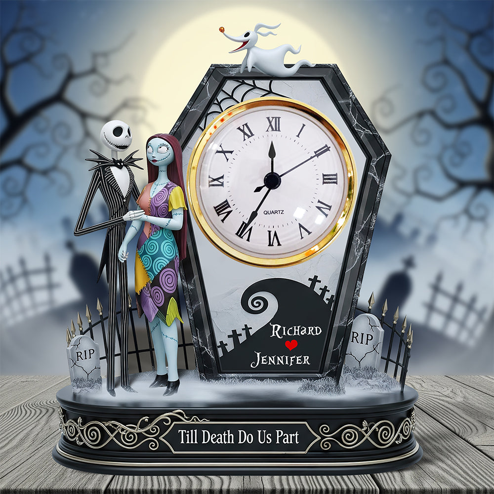 Till Death Do Us Part - Spooky Couple Desk Clock Plaque - Personalized Gifts for Couples Clock Plaques PopCulturePrints