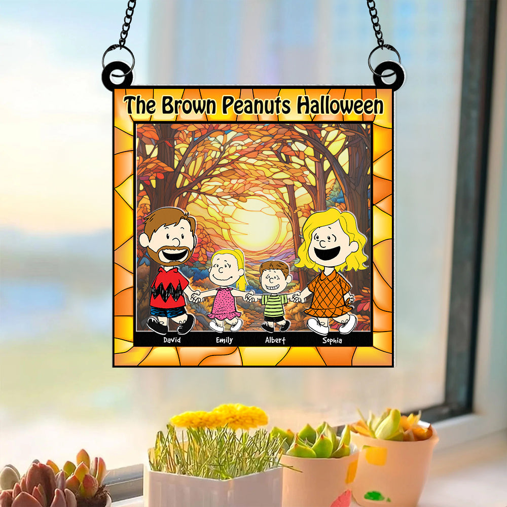 Personalized Brown Peanuts Halloween Window Hanging