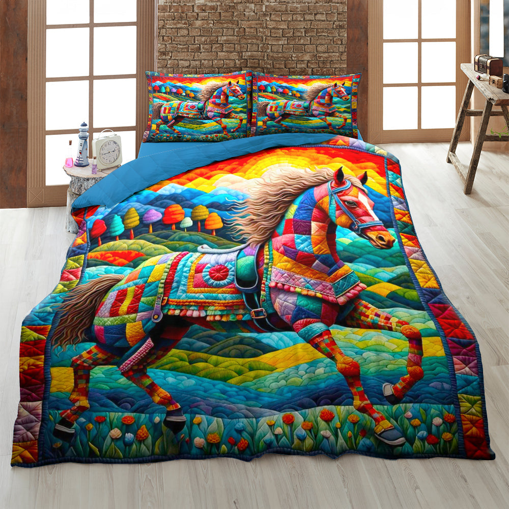 Vibrant Horse Lovers Quilt Bed Set Blanket PopCulturePrints