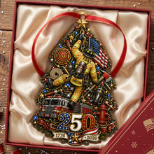 Load image into Gallery viewer, Celebrate the Heroes - Firefighter 250th Anniversary USA Ornament - Personalized Christmas Gift

