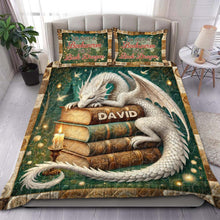 Load image into Gallery viewer, Personalized Dragon Quilt Bedding Set for Book Lovers - &#39;I&#39;m Not A Bookworm, I&#39;m A Book Dragon&#39; Blanket PopCulturePrints
