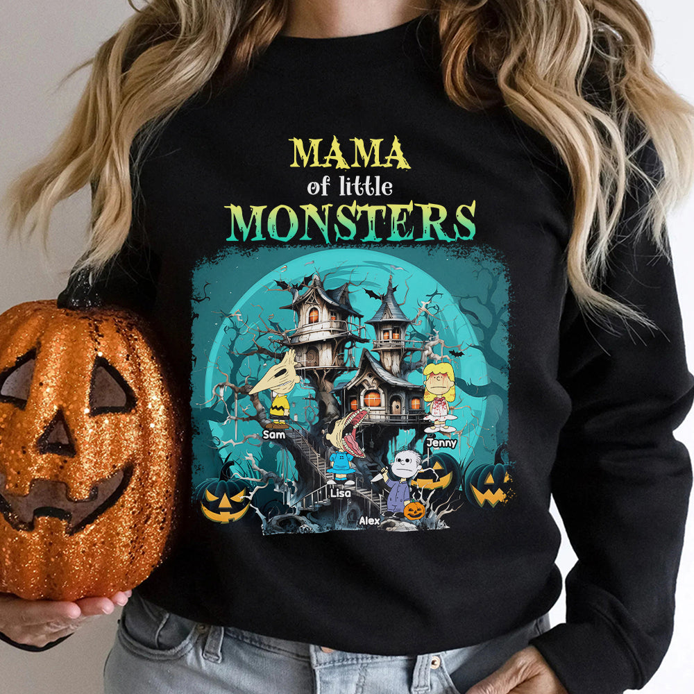 Personalized Mama of Little Monsters Sweatshirt - Custom Names Halloween Design