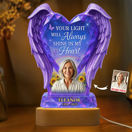 Your Light Will Always Shine in My Heart - Custom Memorial LED Light Gift Led Night Light PopCulturePrints