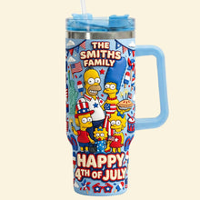 Load image into Gallery viewer, Celebrate Independence with the Smith Family - 40oz Colorful Tumbler with Handle - Personalized Gift for Patriots and Family
