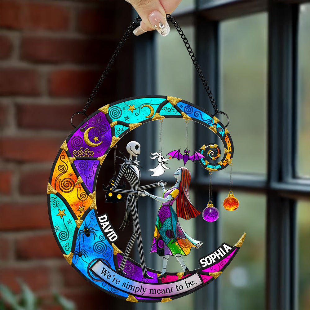 We're Simply Meant to Be - Personalized Moonlight Love Suncatcher Ornament for Couples Ornament PopCulturePrints