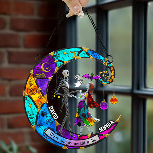 We're Simply Meant to Be - Personalized Moonlight Love Suncatcher Ornament for Couples Ornament PopCulturePrints