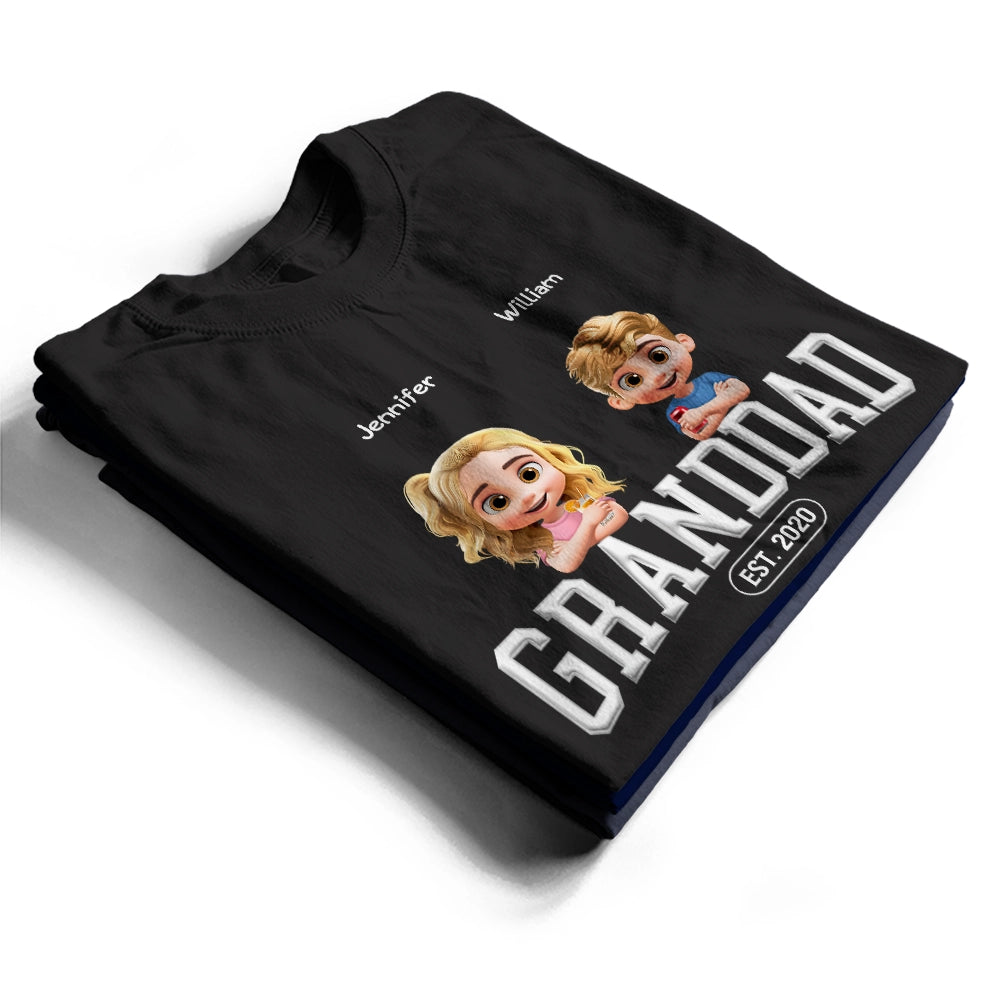 “Proud Papa: Personalized Fun with Kids’ Names” - Custom T-Shirt for Grandpa T-shirt PopCulturePrints