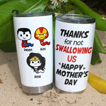 Load image into Gallery viewer, Funny Superhero Mug for Mom - Thanks for Raising Us Coffee Mug PopCulturePrints
