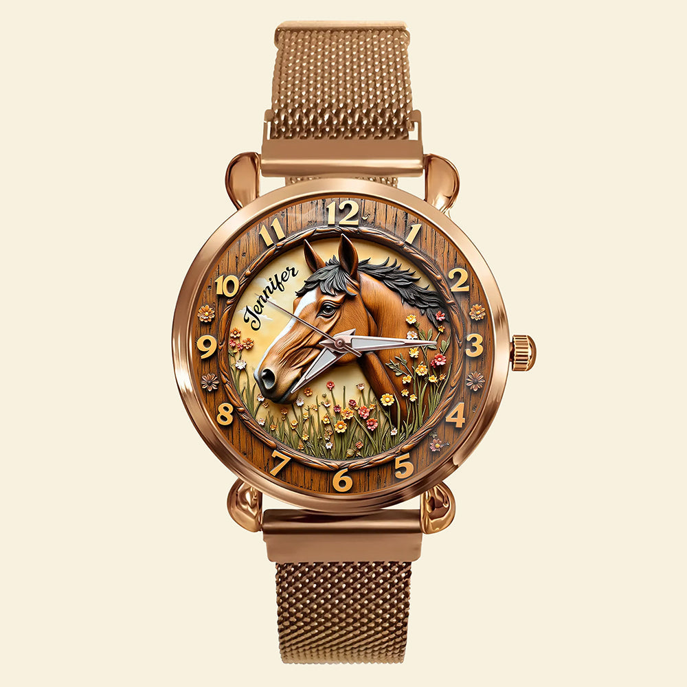 Time to Shine: Personalized Quartz Watch for Horse Lovers Quartz Watch PopCulturePrints