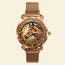 Load image into Gallery viewer, Time to Shine: Personalized Quartz Watch for Horse Lovers Quartz Watch PopCulturePrints
