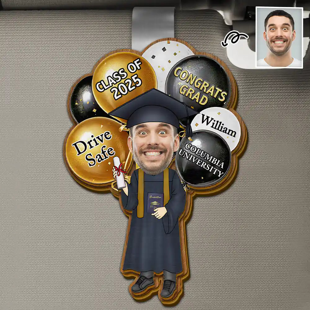 “Drive Safe & Congrats Grad!” - Custom Shaped Car Visor Clip - Personalized Gift for Graduates, Moms & Grandmas Car Visor Clip PopCulturePrints