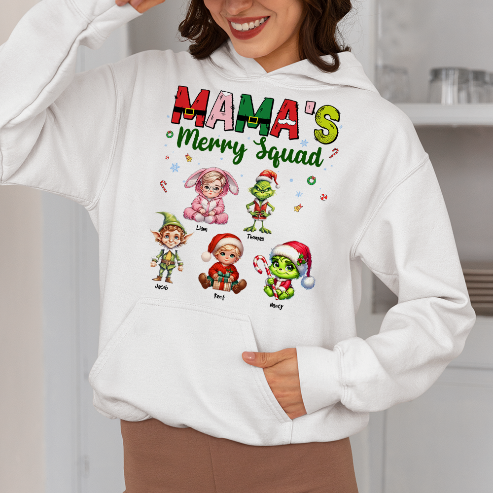 Mama's Merry Squad Personalized Christmas Sweatshirt