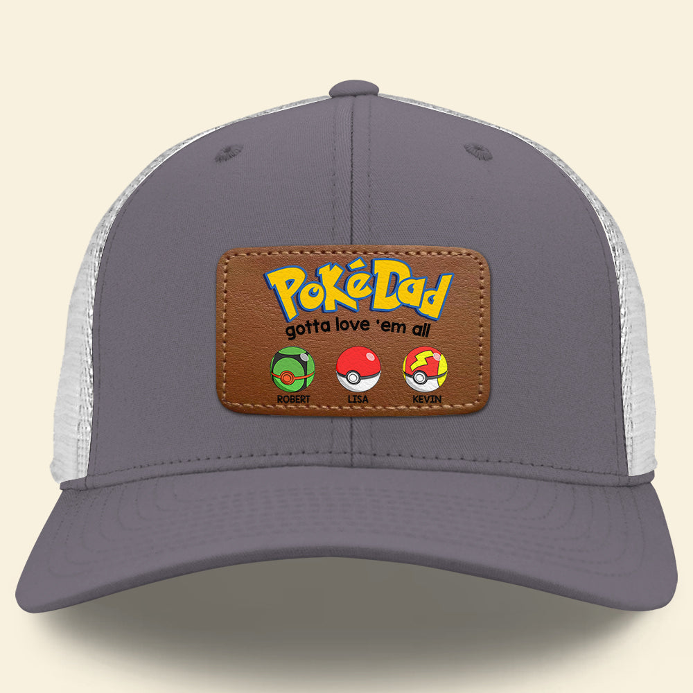 Customizable Dad Hat with Leather Patch - 'PokéPapa' Design