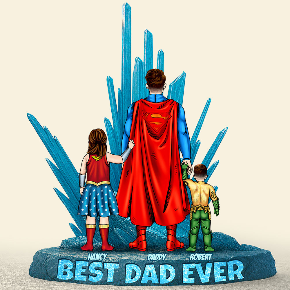 "Best Dad Ever – A Superhero’s Tribute!" - Personalized Acrylic Plaque Gift for Dads Shaped Plaques PopCulturePrints