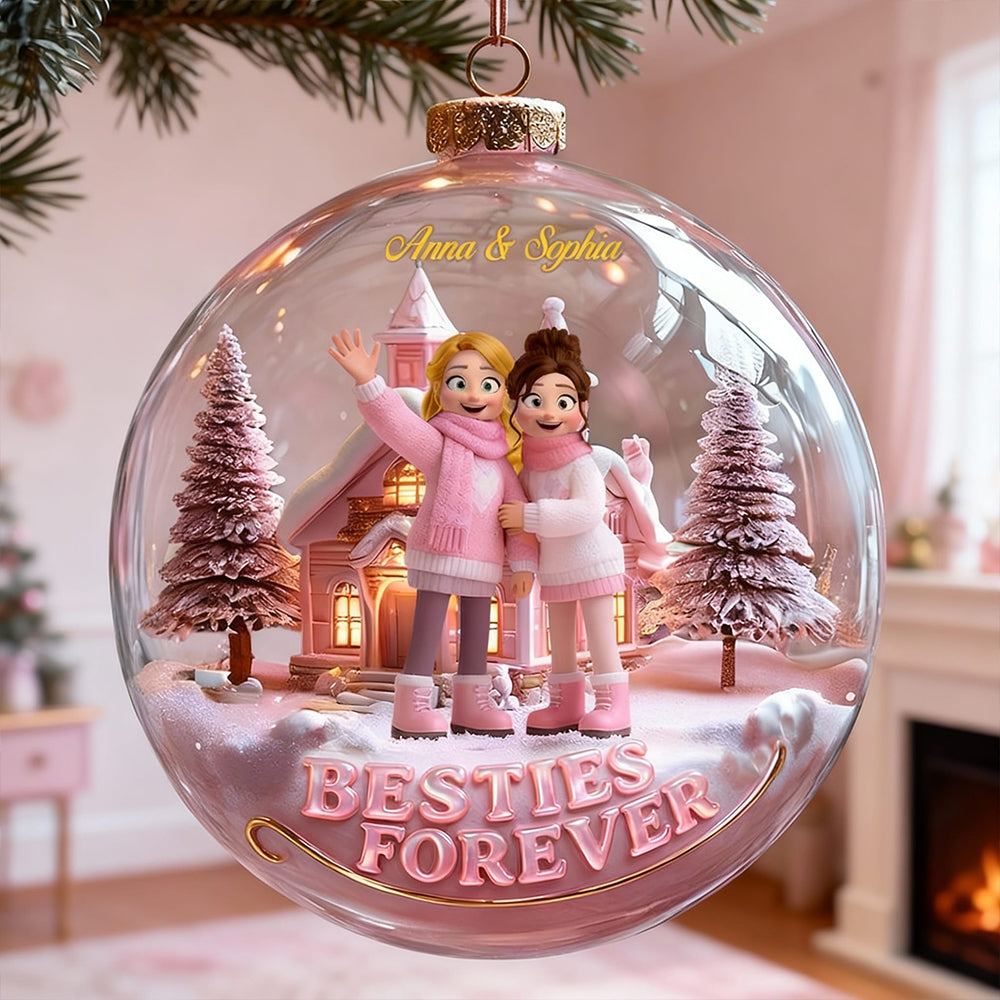 "Besties Forever!" – Personalized Girly Friendship Acrylic Ornament - Custom Gift for Friends, Sisters, BFFs Ornament PopCulturePrints