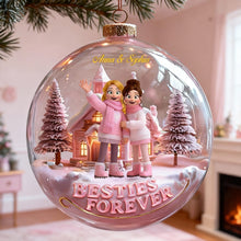Load image into Gallery viewer, &quot;Besties Forever!&quot; – Personalized Girly Friendship Acrylic Ornament - Custom Gift for Friends, Sisters, BFFs Ornament PopCulturePrints
