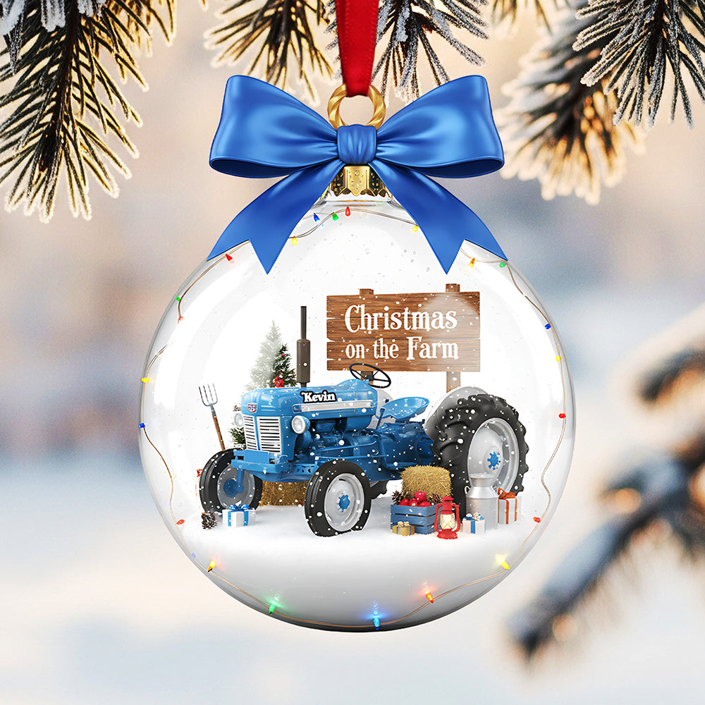 “Celebrate Christmas on the Farm!” - Farm Tractors Acrylic Ornament, Custom Personalized Gift for Friends, Family, and Farming Enthusiasts Ornament PopCulturePrints