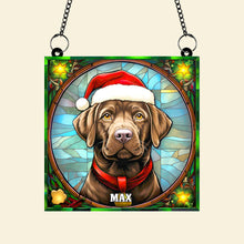 Load image into Gallery viewer, Chocolate Labrador Christmas Suncatcher Ornament - Personalized Dog Lover Gift Suncatcher PopCulturePrints
