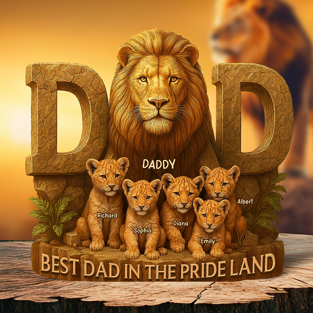 Best Dad In The Pride Land - Personalized Plaque for Dads Shaped Plaques PopCulturePrints