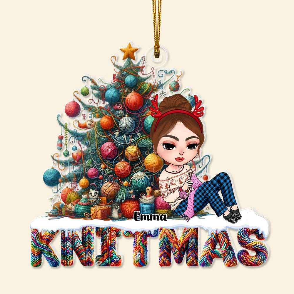 Personalized Knitting Christmas Tree Acrylic Ornament Ornament PopCulturePrints