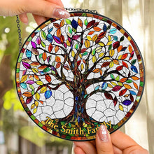 Load image into Gallery viewer, Personalized Family Tree Stained Glass Window Hanging
