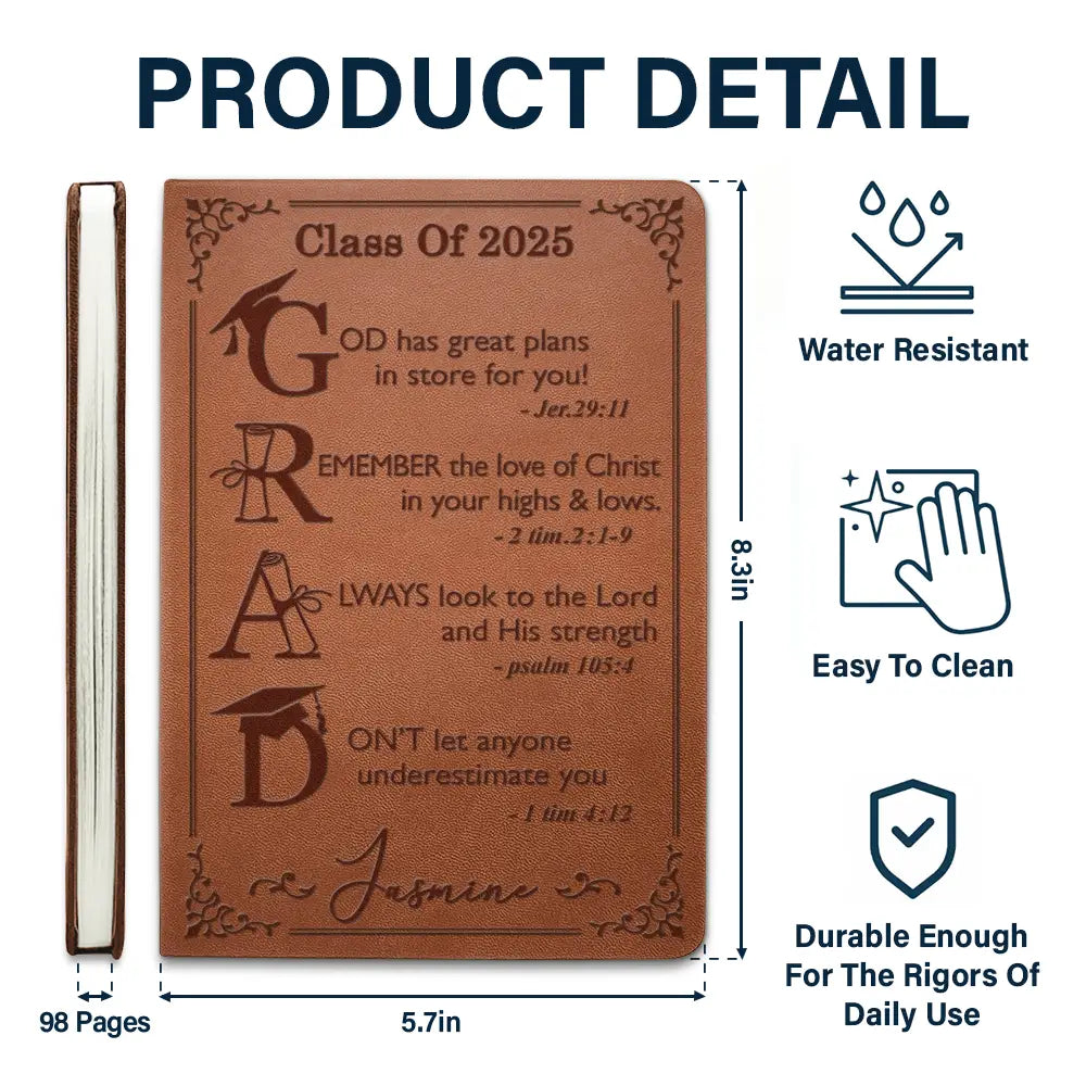 God Has Great Plans For You - Personalized Leather Journal - Perfect Graduation Gift for Students Leather Journal PopCulturePrints