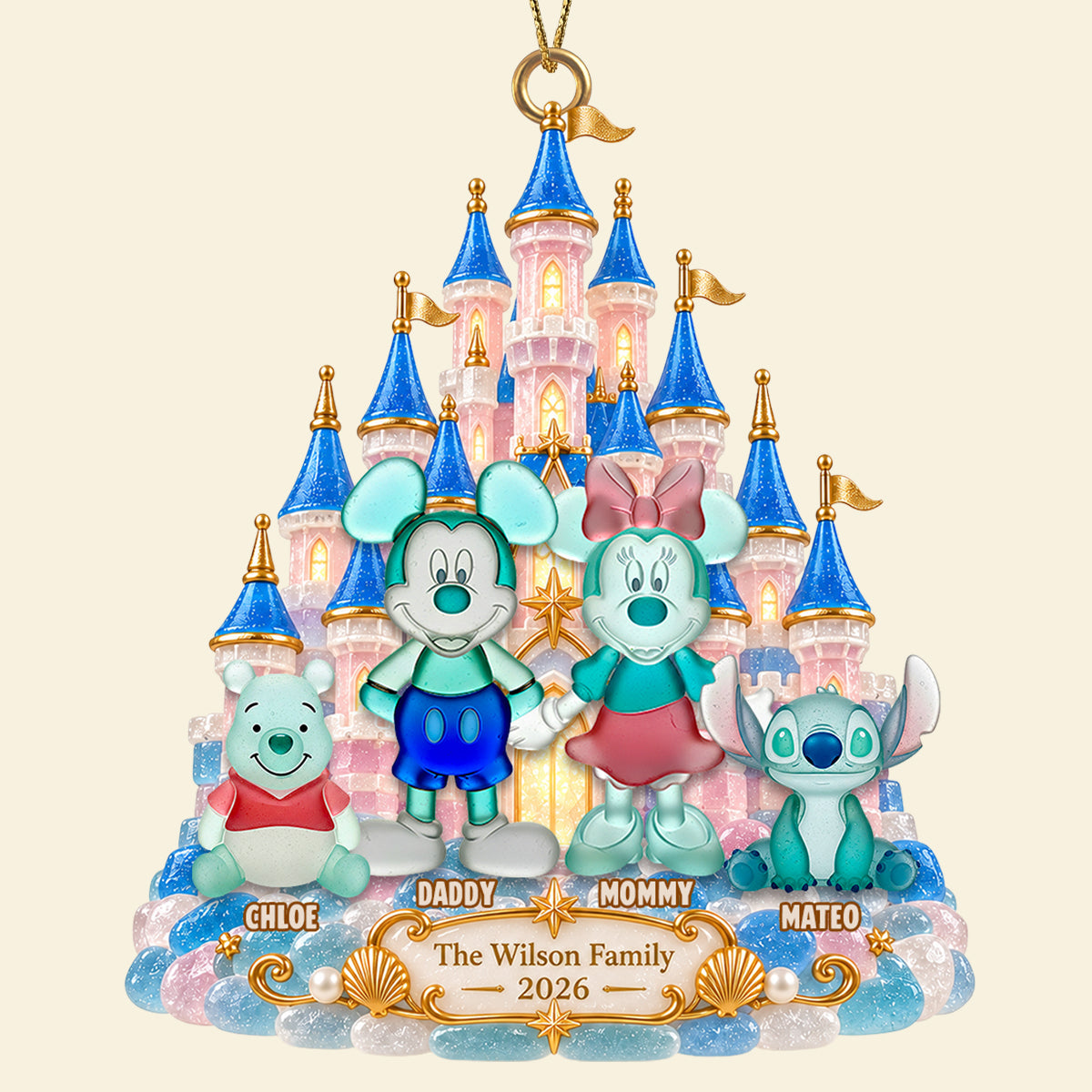 ✨ Make Memories with the Magical Castle Family Ornament - Personalized Christmas Gifts 🎄 Ornament PopCulturePrints